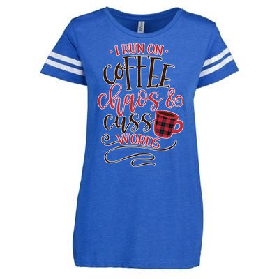 I Run On Coffee Chaos And Cuss Words Enza Ladies Jersey Football T-Shirt