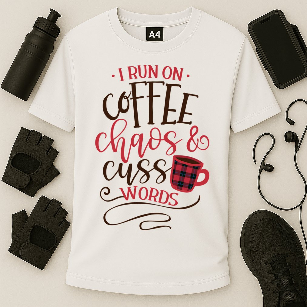 I Run On Coffee Chaos And Cuss Words Performance Shirt