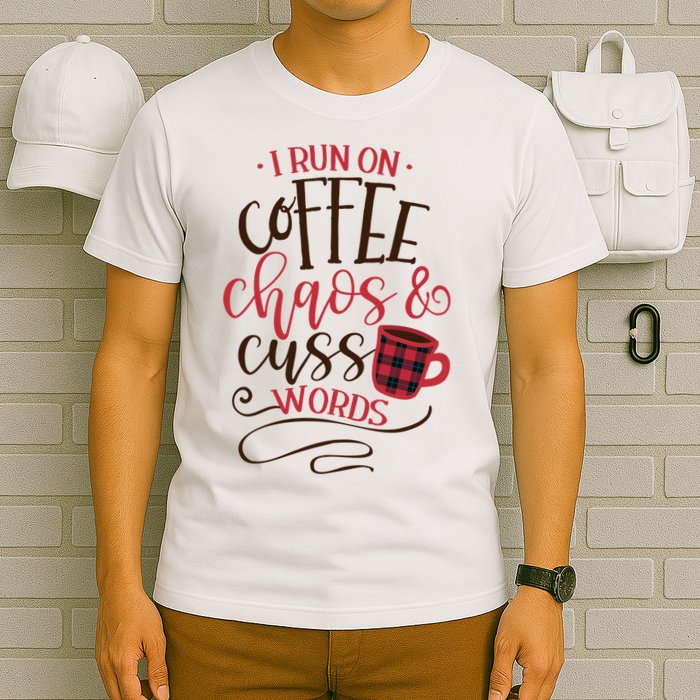 I Run On Coffee Chaos And Cuss Words T-Shirt
