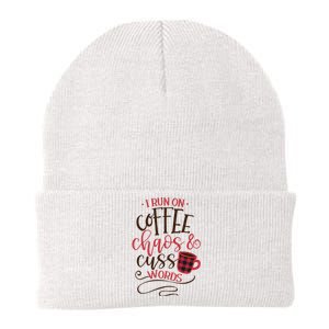 I Run On Coffee Chaos And Cuss Words Knit Cap Winter Beanie