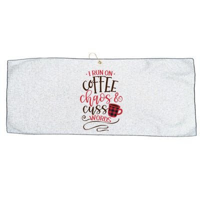 I Run On Coffee Chaos And Cuss Words Large Microfiber Waffle Golf Towel
