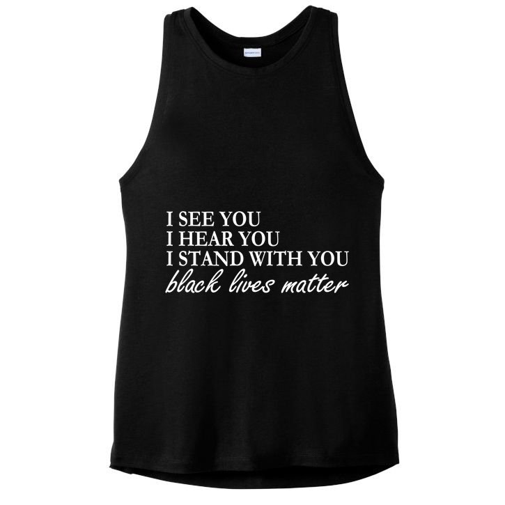I See Hear Stand With You Black Lives Matter Ladies PosiCharge Tri-Blend Wicking Tank