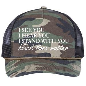 I See Hear Stand With You Black Lives Matter Retro Rope Trucker Hat Cap