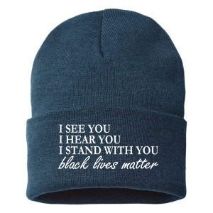 I See Hear Stand With You Black Lives Matter Sustainable Knit Beanie