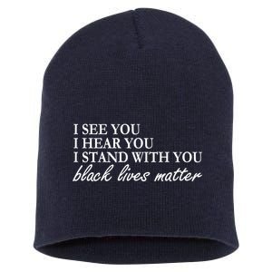 I See Hear Stand With You Black Lives Matter Short Acrylic Beanie