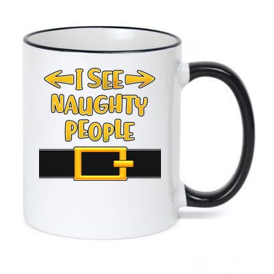 I See Naughty People Santa Or Elf Top Costume 11oz Black Color Changing Mug