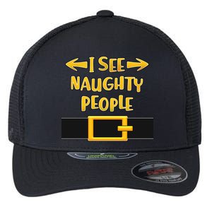 I See Naughty People Santa Or Elf Top Costume Flexfit Unipanel Trucker Cap