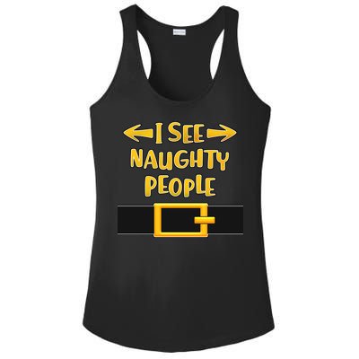 I See Naughty People Santa Or Elf Top Costume Ladies PosiCharge Competitor Racerback Tank