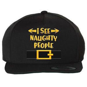 I See Naughty People Santa Or Elf Top Costume Wool Snapback Cap