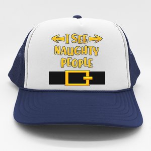 I See Naughty People Santa Or Elf Top Costume Trucker Hat