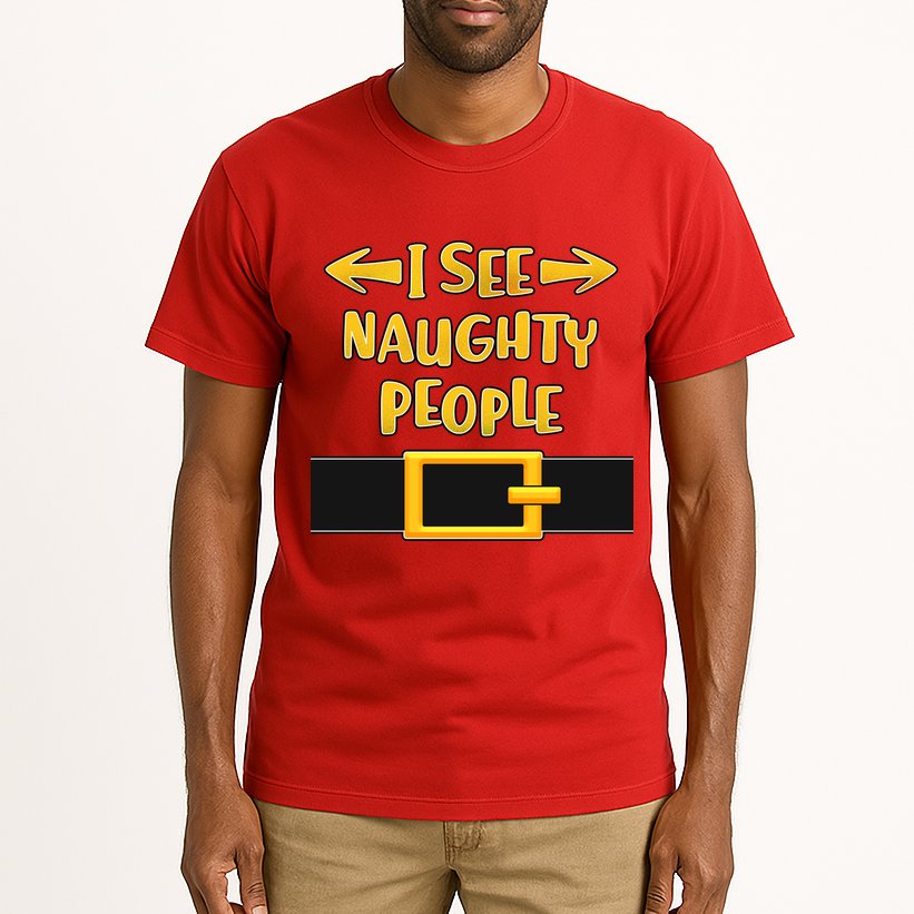I See Naughty People Santa Or Elf Top Costume Tall T-Shirt