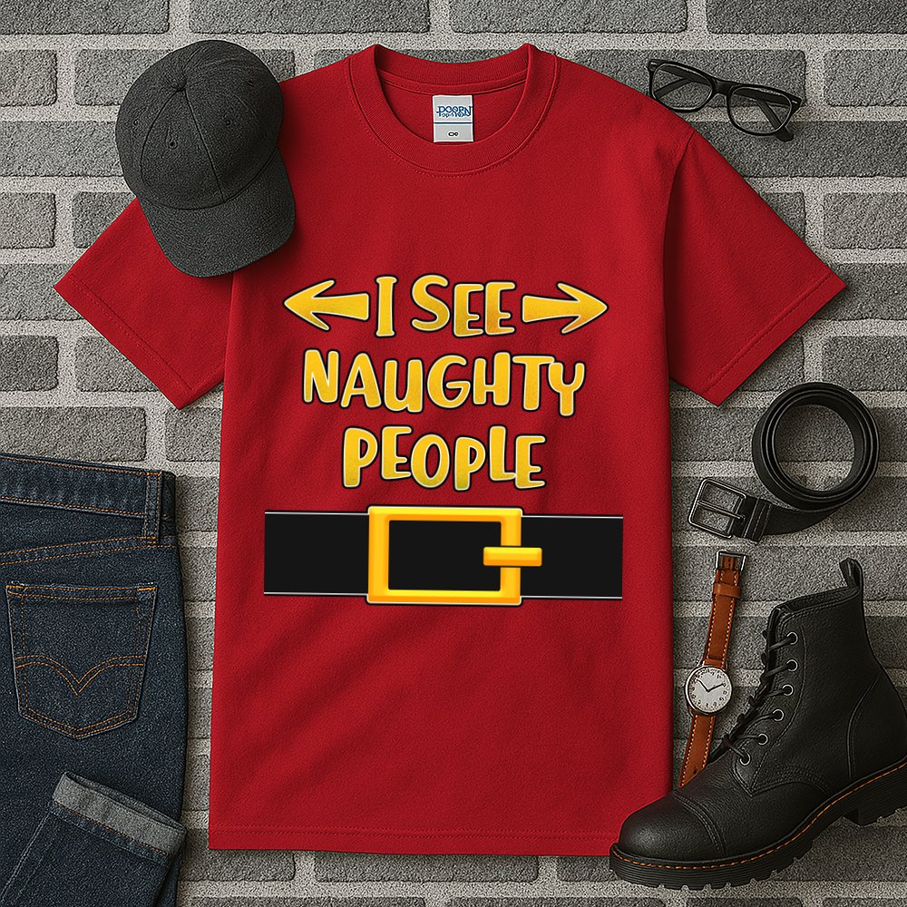 I See Naughty People Santa Or Elf Top Costume Tall T-Shirt