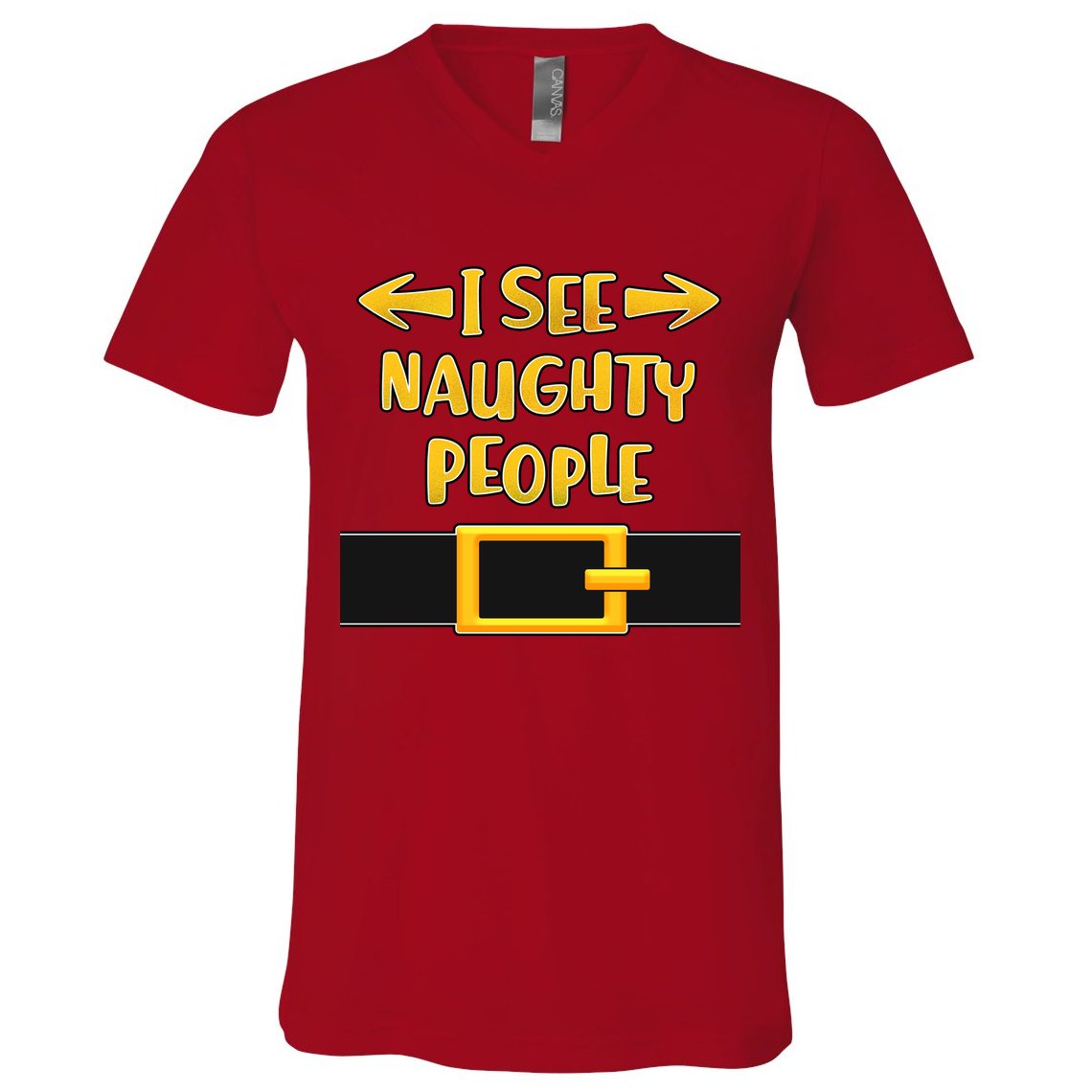 I See Naughty People Santa Or Elf Top Costume V-Neck T-Shirt