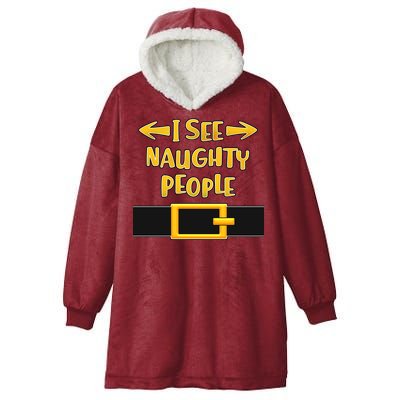 I See Naughty People Santa Or Elf Top Costume Hooded Wearable Blanket