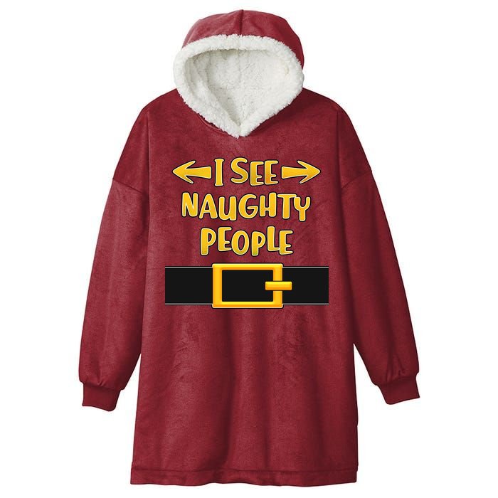 I See Naughty People Santa Or Elf Top Costume Hooded Wearable Blanket