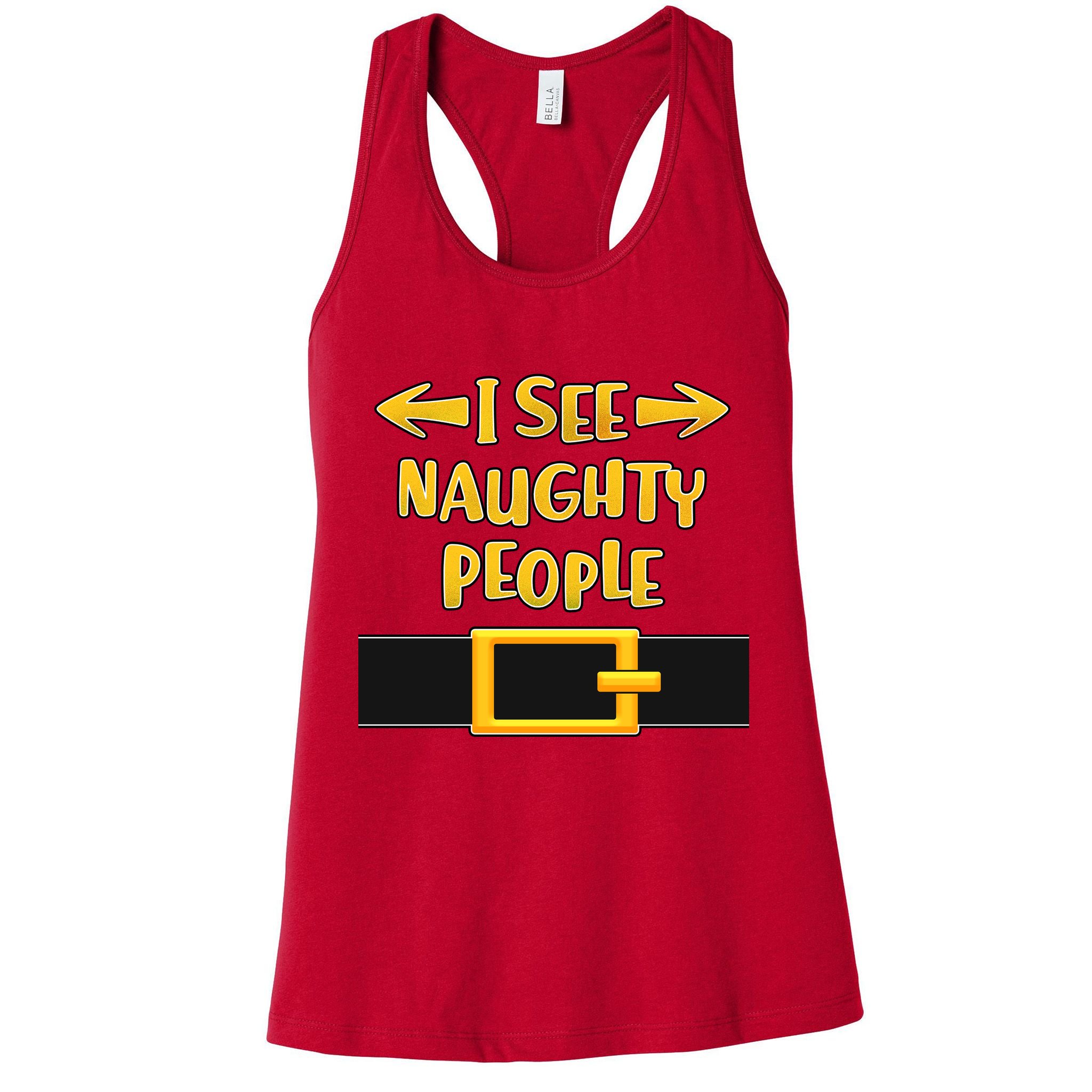 I See Naughty People Santa Or Elf Top Costume Womens Tank Top