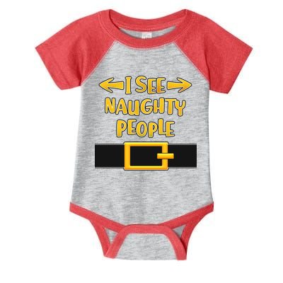 I See Naughty People Santa Or Elf Top Costume Infant Baby Jersey Bodysuit
