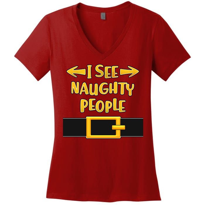 I See Naughty People Santa Or Elf Top Costume Women's V-Neck T-Shirt