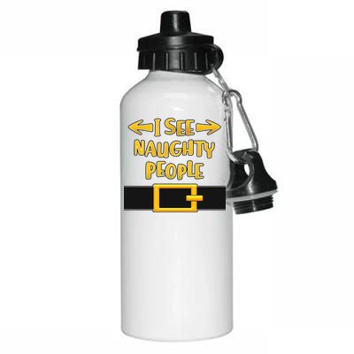 I See Naughty People Santa Or Elf Top Costume Aluminum Water Bottle