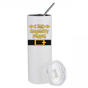 I See Naughty People Santa Or Elf Top Costume Stainless Steel Tumbler