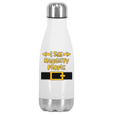 I See Naughty People Santa Or Elf Top Costume Stainless Steel Insulated Water Bottle