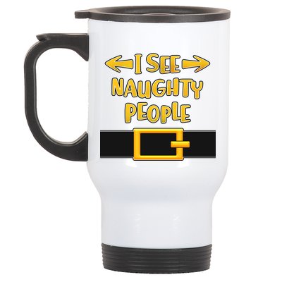 I See Naughty People Santa Or Elf Top Costume Stainless Steel Travel Mug