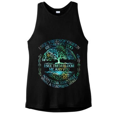 I See Trees Of Green Red Roses Too Hippie Ladies PosiCharge Tri-Blend Wicking Tank