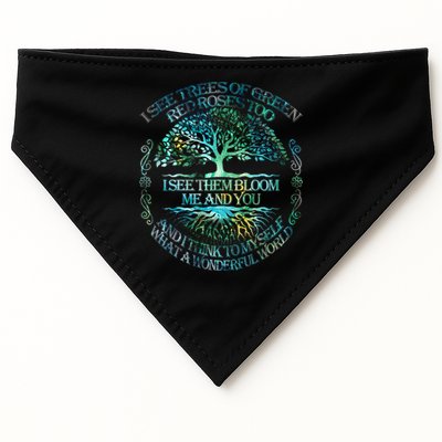 I See Trees Of Green Red Roses Too Hippie USA-Made Doggie Bandana