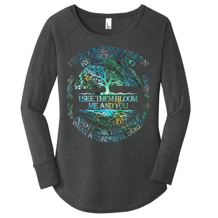 I See Trees Of Green Red Roses Too Hippie Women's Perfect Tri Tunic Long Sleeve Shirt