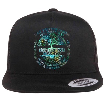 I See Trees Of Green Red Roses Too Hippie Flatbill Hat