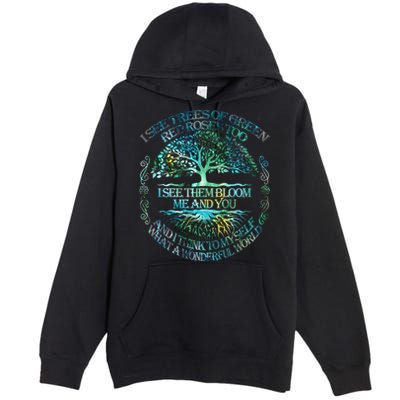 I See Trees Of Green Red Roses Too Hippie Premium Pullover Hoodie