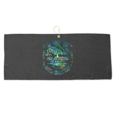 I See Trees Of Green Red Roses Too Hippie Large Microfiber Waffle Golf Towel