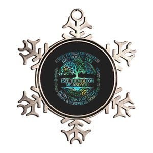 I See Trees Of Green Red Roses Too Hippie Metallic Star Ornament