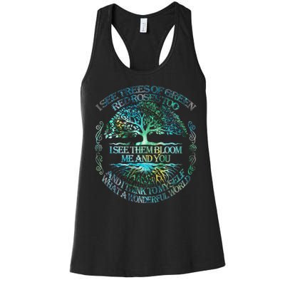 I See Trees Of Green Red Roses Too Hippie Women's Racerback Tank