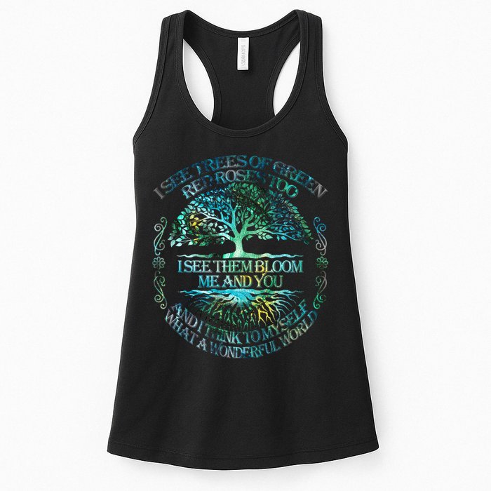 I See Trees Of Green Red Roses Too Hippie Womens Tank Top