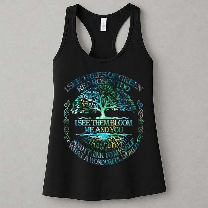 I See Trees Of Green Red Roses Too Hippie Womens Tank Top