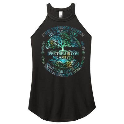 I See Trees Of Green Red Roses Too Hippie Women's Perfect Tri Rocker Tank