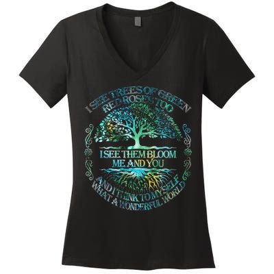 I See Trees Of Green Red Roses Too Hippie Women's V-Neck T-Shirt