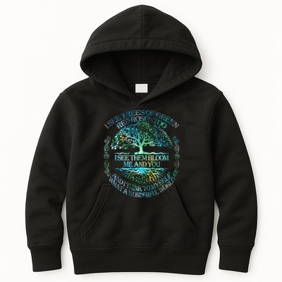 I See Trees Of Green Red Roses Too Hippie Kids Hoodie