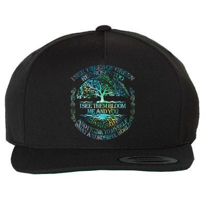 I See Trees Of Green Red Roses Too Hippie Wool Snapback Cap