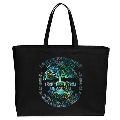 I See Trees Of Green Red Roses Too Hippie Cotton Canvas Jumbo Tote