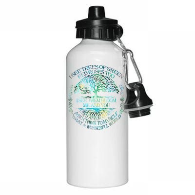 I See Trees Of Green Red Roses Too Hippie Aluminum Water Bottle