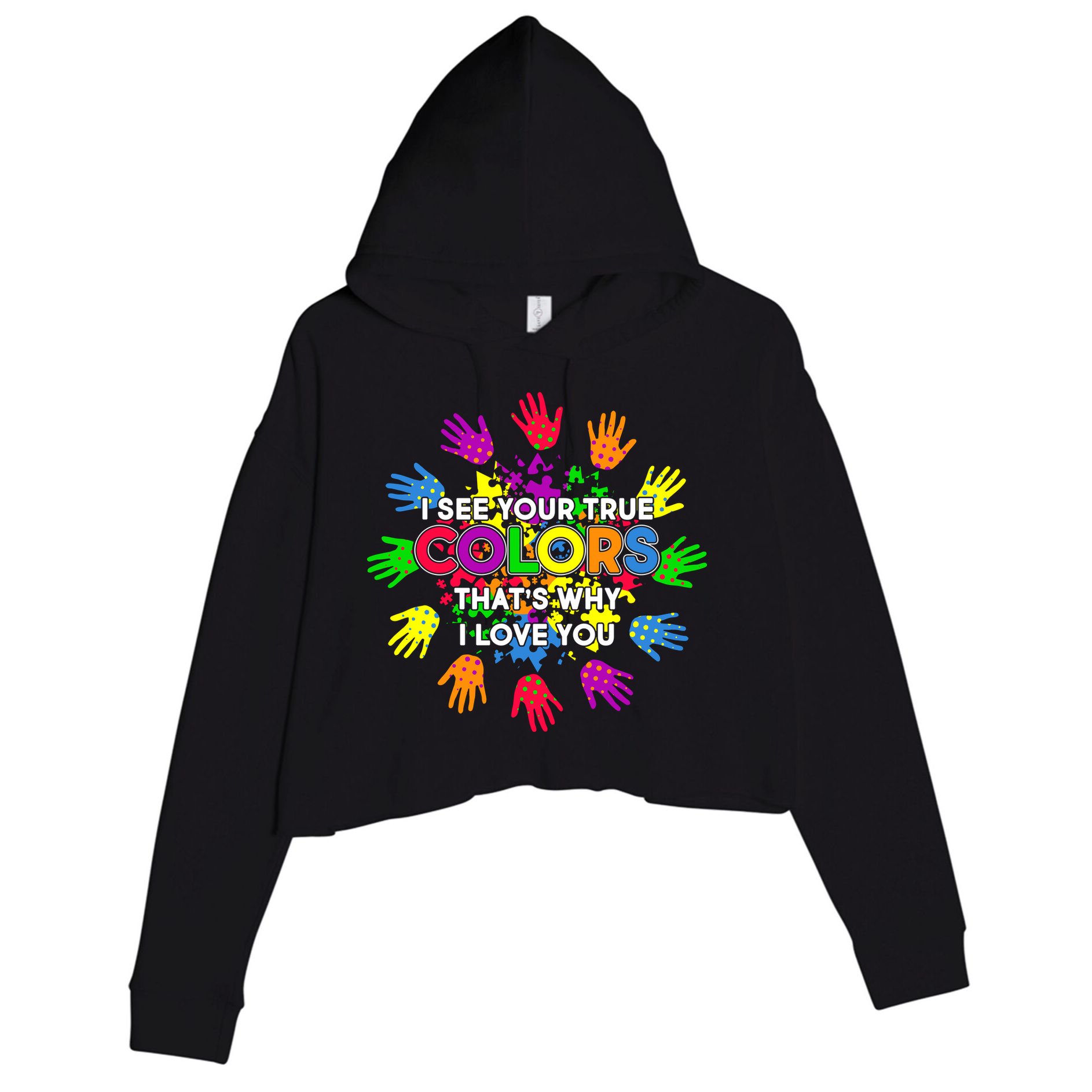 I See Your True Colors Autism Crop Fleece Hoodie