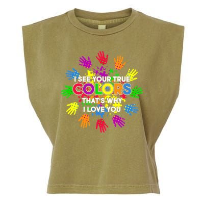I See Your True Colors Autism Garment-Dyed Women's Muscle Tee