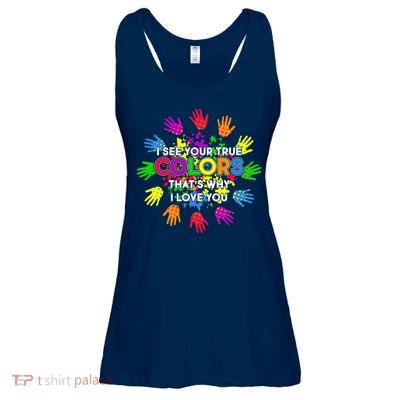 I See Your True Colors Autism Ladies Essential Flowy Tank