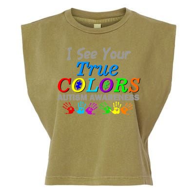 I See Your True Colors Autism Awareness Garment-Dyed Women's Muscle Tee