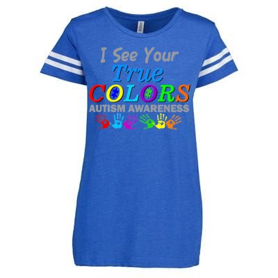 I See Your True Colors Autism Awareness Enza Ladies Jersey Football T-Shirt