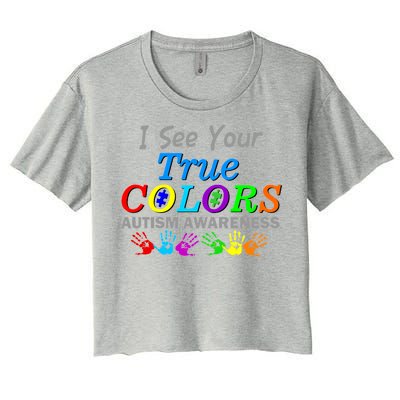 I See Your True Colors Autism Awareness Women's Crop Top Tee