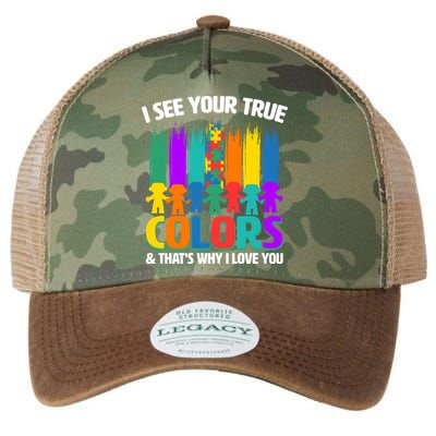 I See Your True Colors Autism Awareness Support Legacy Tie Dye Trucker Hat
