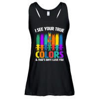 I See Your True Colors Autism Awareness Support Ladies Essential Flowy Tank